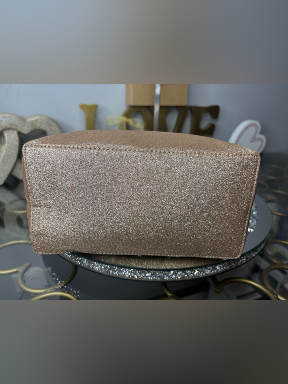 kate spade Rose Gold Glitter Shoulder Bag with Pink Trim - Picture 10 of 12